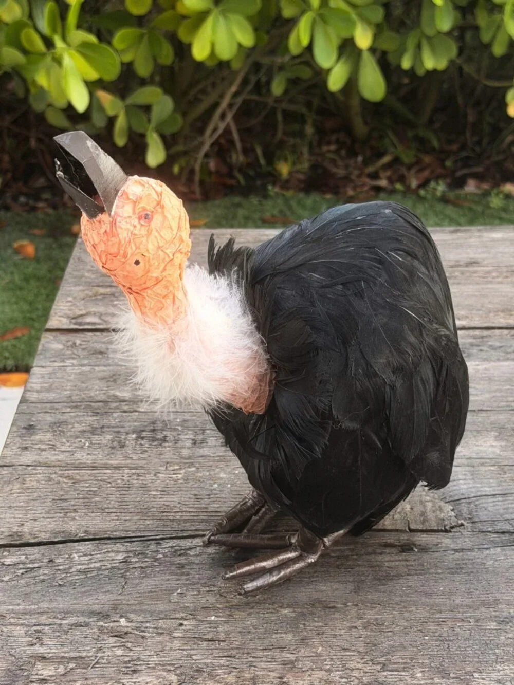 Vintage Paper Mache Primitive Halloween Vulture Sitter Fall Bird Buzzard Spooky